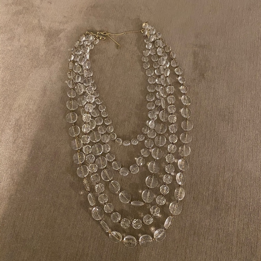 Anthropologie Clear Crystal Layered Neckla…